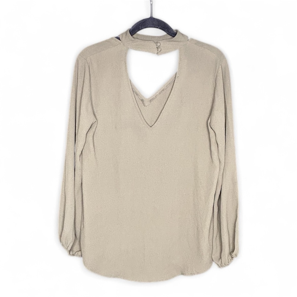 Veronica M Olive Green Feminine V-Neck Blouse - Size M
